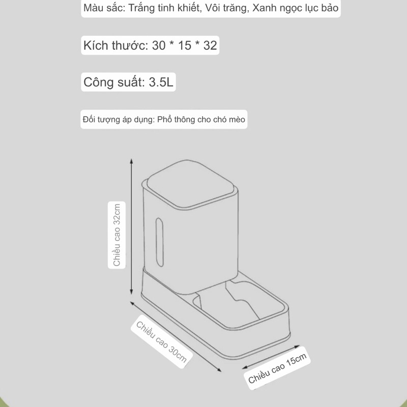 Bát ăn đôi trong suốt chống lật cho chó mèo hình tai gấu