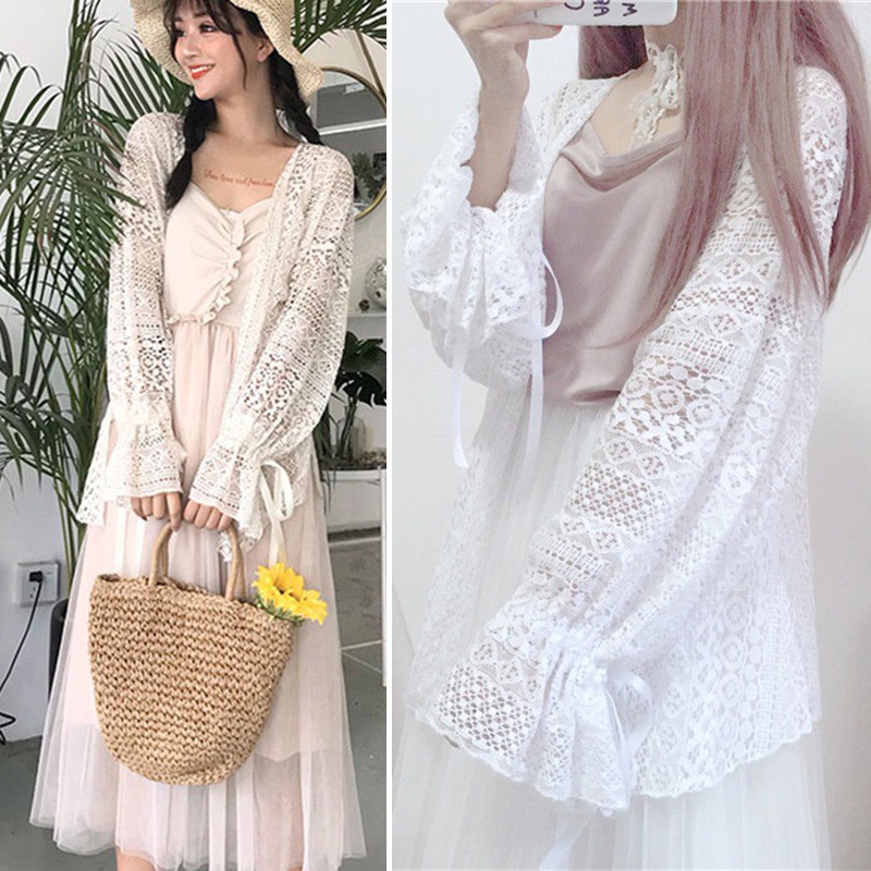 Áo khoác ren nữ màu trơn | BigBuy360 - bigbuy360.vn