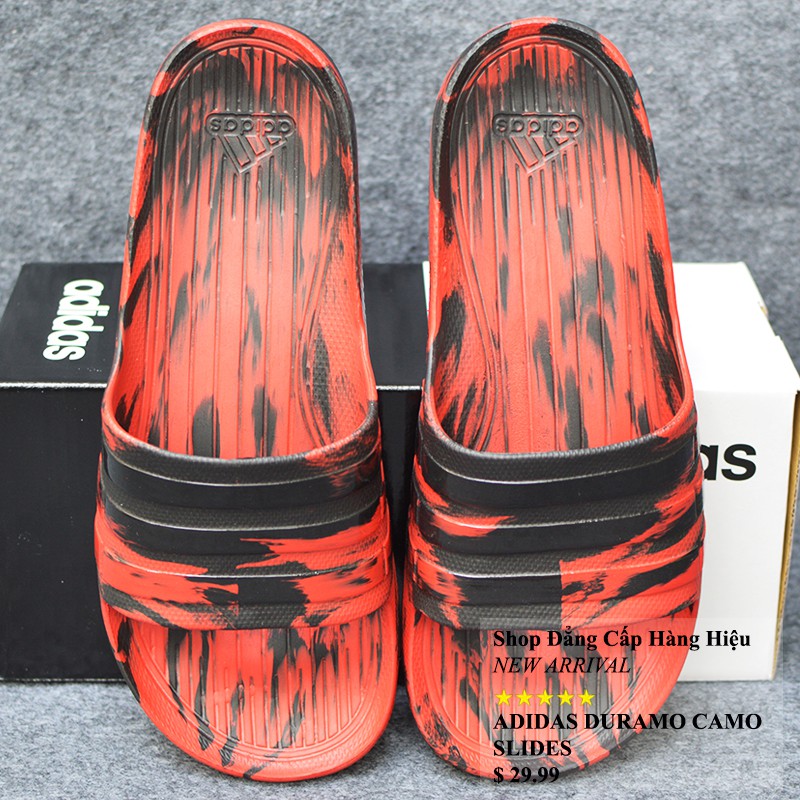 Dép Adidas Duramo Camo chính hãng màu đen đỏ sọc bóng