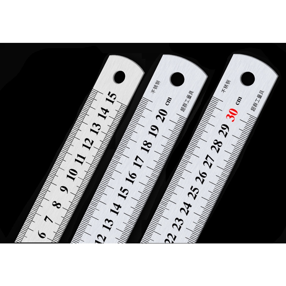 Thước Kẻ Thép Cao Cấp - Thước Lá Kích Thước 15cm-20cm-30cm Nhỏ Gọn, Tiện Lợi - Chất Liệu Chống Mòn Gỉ