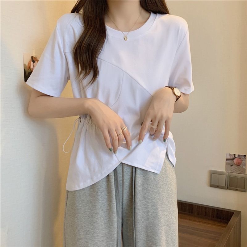 Áo thun IELGY ngắn tay phối dây rút phong cách Hàn Quốc cho nữ