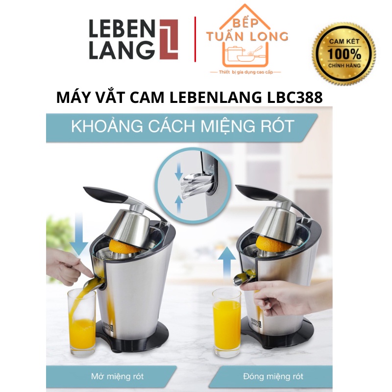 Máy vắt cam LEBENLANG LBC388 bằng inox cao cấp, dung tích 400ml, công suất 600W