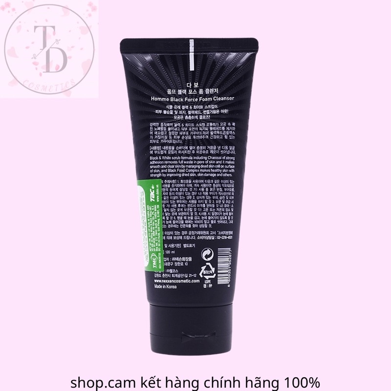 Sửa Rửa Mặt Nam trắng da sạch mụnDABO black force Hàn Quốc 120ml
