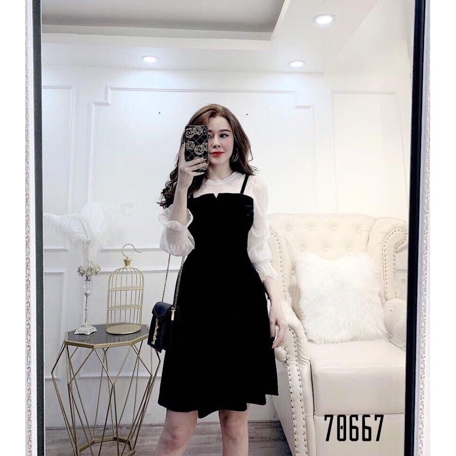 ĐẦM XÒE PHỐI ÁO VOAN DÀI TAY SIÊU XINH
