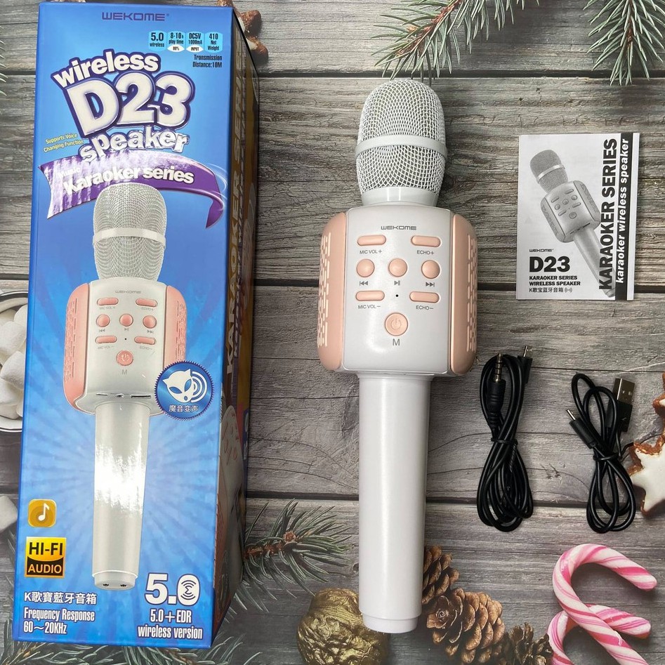 NEW Mic Karaoke WK D23 Hỗ Trợ Ghi Âm Kết Nối Bluetooth Cắm Được USB Và Thẻ Nhớ CHÍNH HÃNG