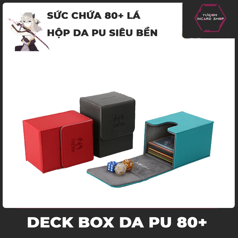 Hộp đựng thẻ bài 80+ chính hãng bằng da PU nhiều màu cho thẻ Yugioh, Pokemon, vanguard.