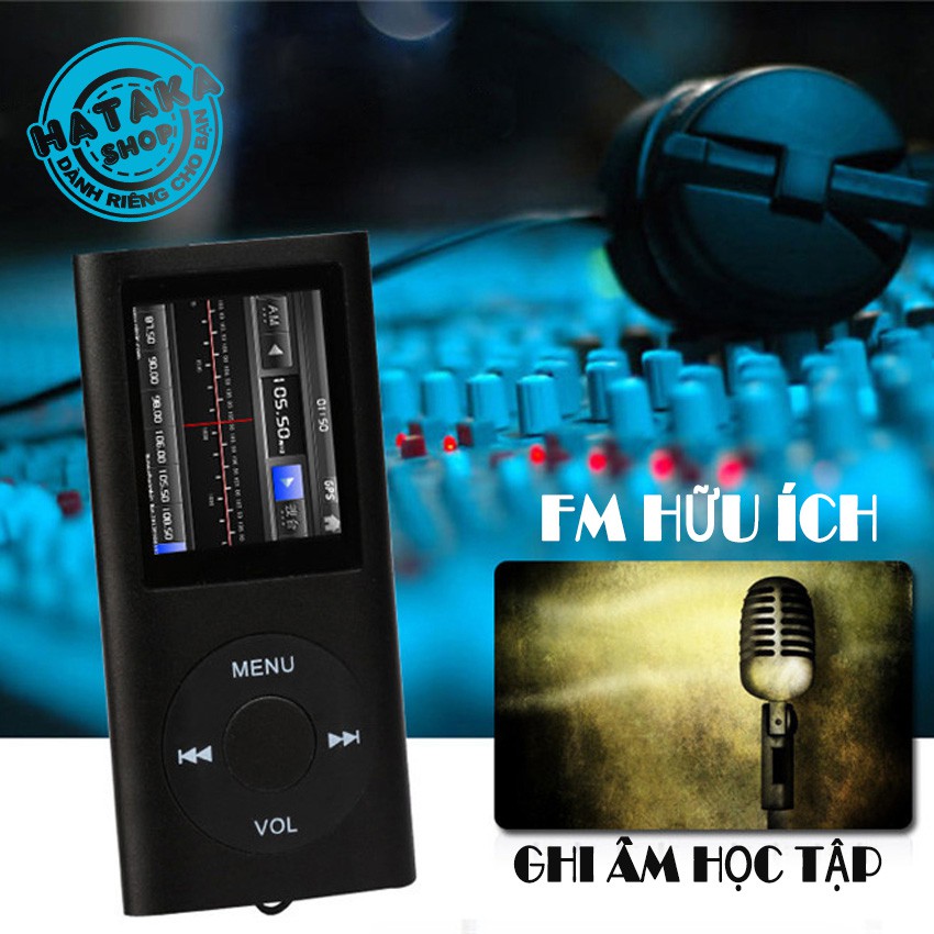 Máy nghe nhạc mp3 BTS-tặng tai nghe, dây sạc-chức năng FM, ghi âm, xem ảnh, đọc sách