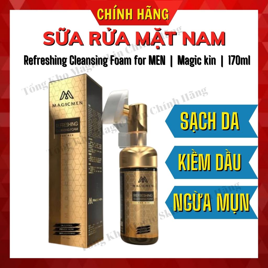 Sữa rửa mặt nam sạch da kiềm dầu Refreshing Cleansing Foam for MEN Magic Men - Magic Skin