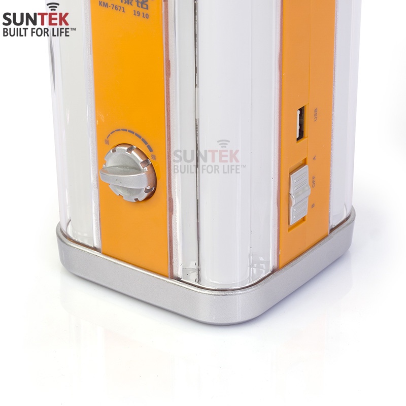 Đèn LED Tích Điện kiêm Sạc Dự Phòng SUNTEK KM-7671 - 10W | 4 bóng LED | Sáng 6-10 giờ - Bảo hành Chính hãng 12 tháng