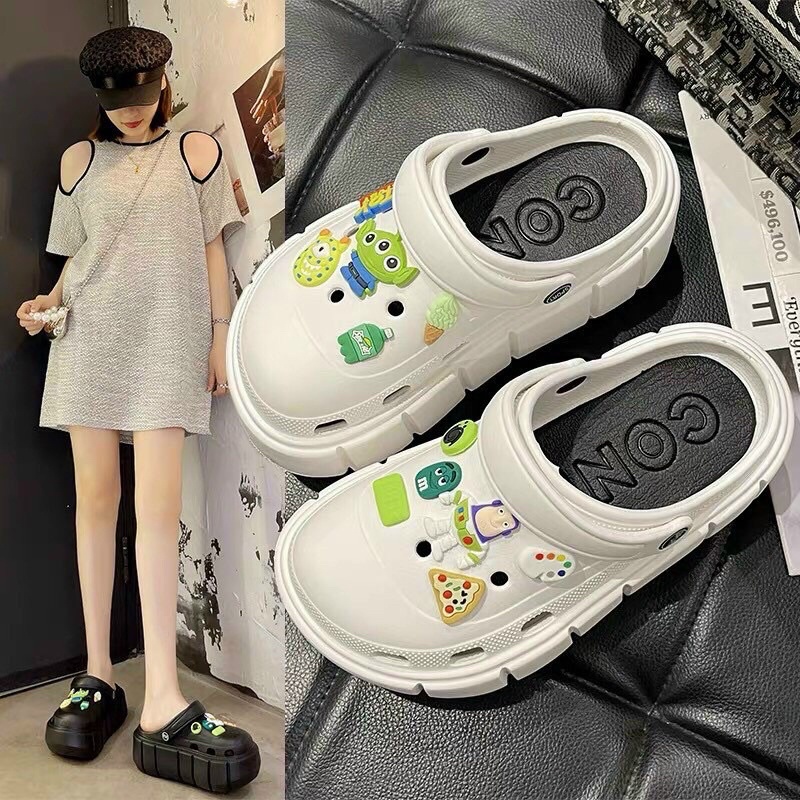 Combo 12 sticker dán dép - Phụ kiện nút giày Crocs Jibbitz đơn giản dễ thương cho dép khủng long, dép bít đầu