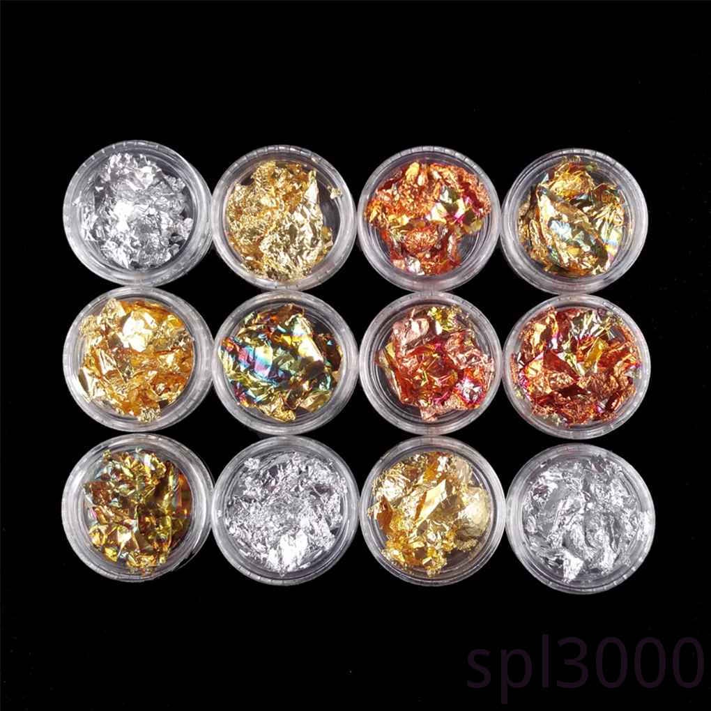 Set 12 lọ miếng dán trang trí móng tay lấp lánh