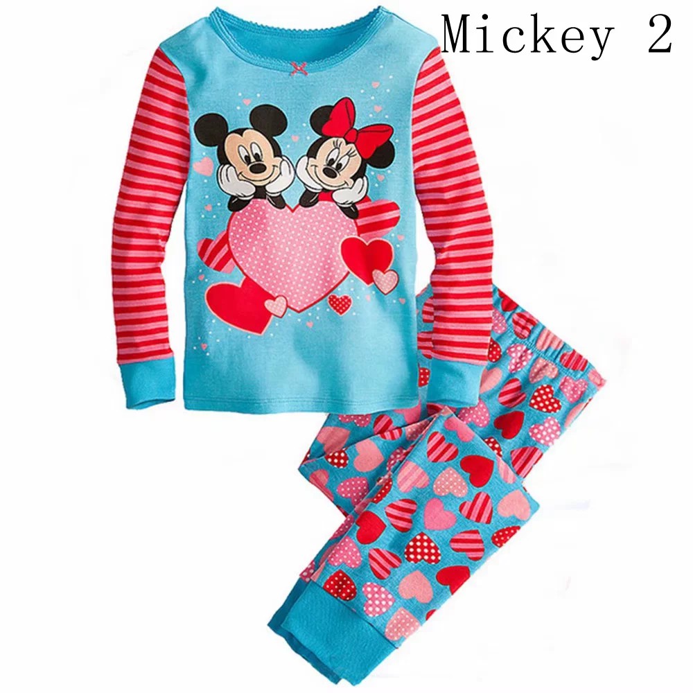 Set áo thun tay dài &amp; quần dài in hình chuột Mickey cho bé gái