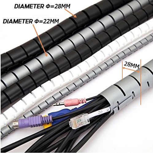Giá Đỡ Dây Cáp Hình Xoắn Ốc 28MM Linh Hoạt Sắp Xếp Gọn Gàng