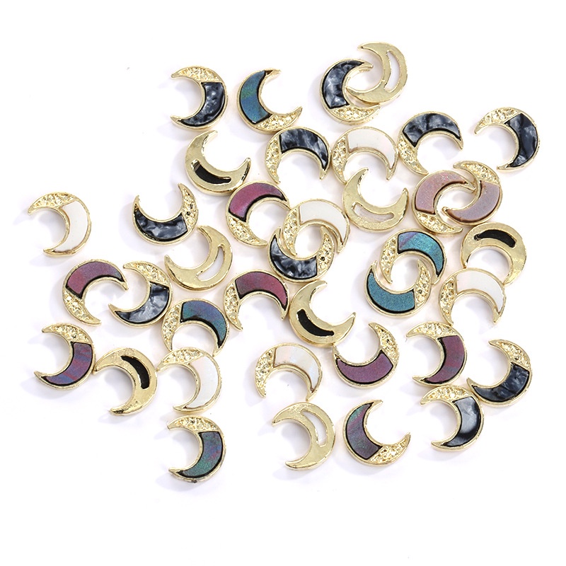 Miếng Dán Trang Trí Móng Tay Bằng Hợp Kim Hình Mặt Trăng Phong Cách Nhật Bản