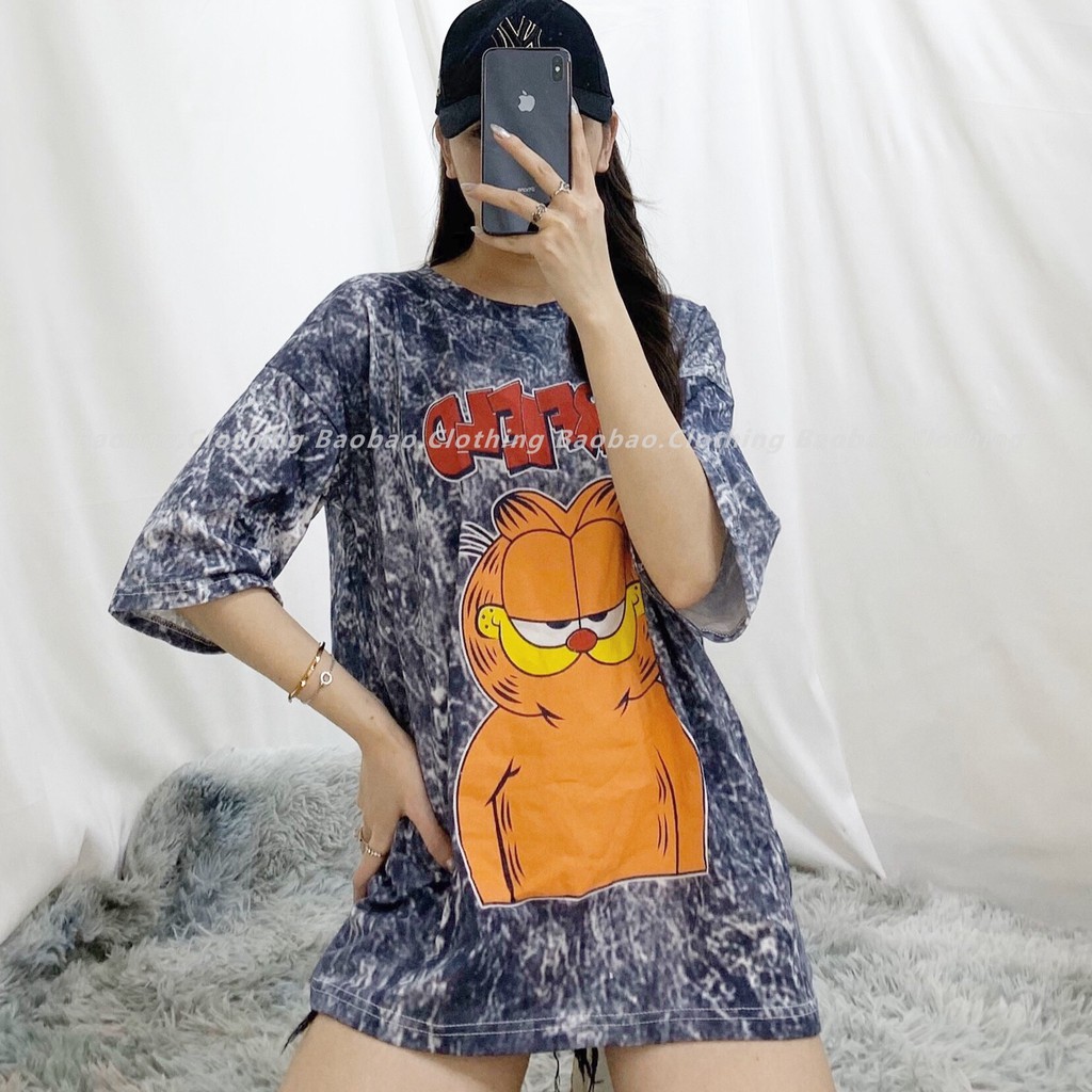 Áo Phông Loang Shark & Cat Nữ - BaoBao.Clothing [FREESHIP] - Thun kiểu dáng trẻ trung, cổ tròn tay lỡ in hình con vật