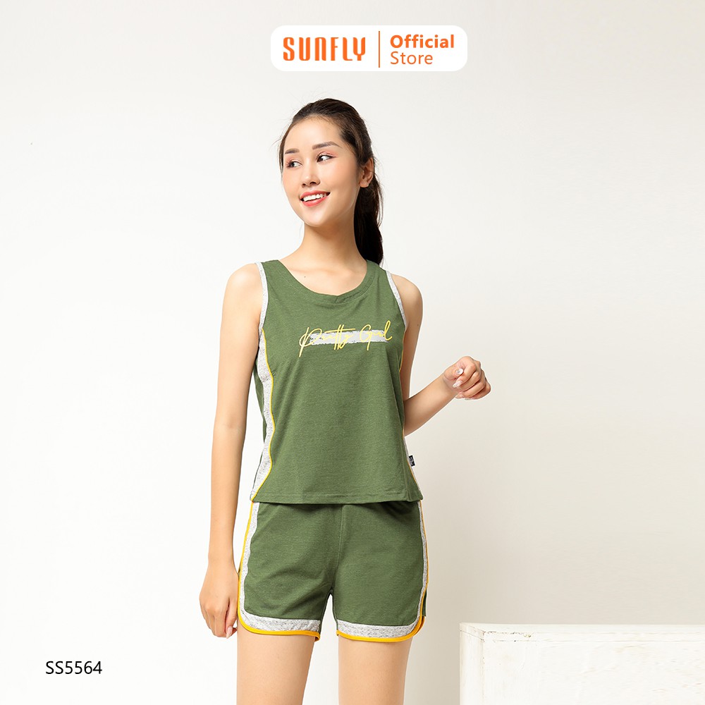 [Mã WABRHH99 giảm 10% đơn 99K] Bộ thể thao cotton Sunfly áo sát nách quần sooc SS5564