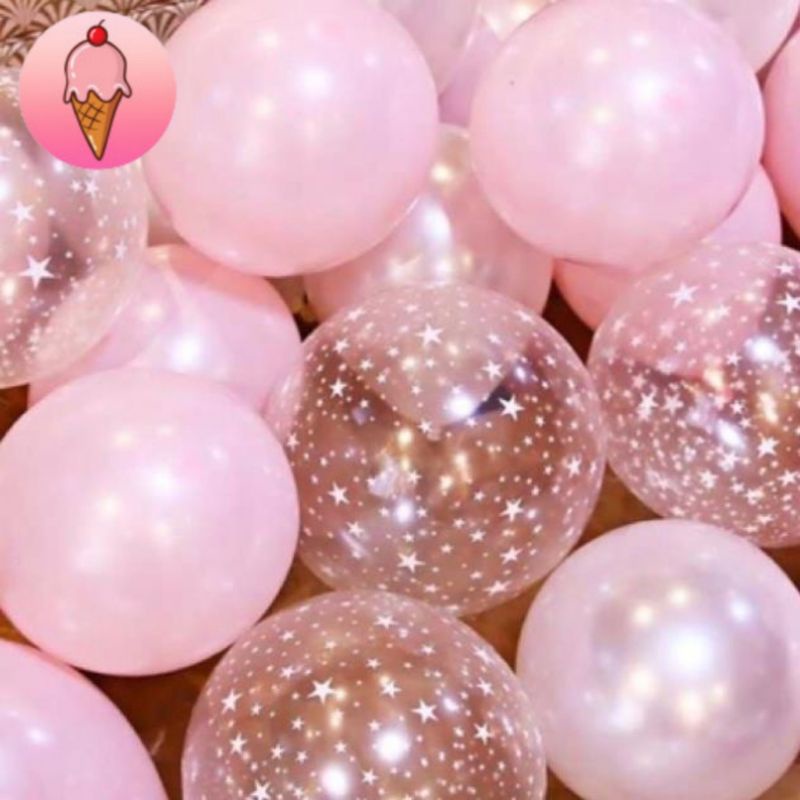 Set 50 Quả Bóng Trong Suốt In Hình Ngôi Sao Trang Trí Sinh Nhật Cho Bé Trai Bé Gái Người Lớn - K140