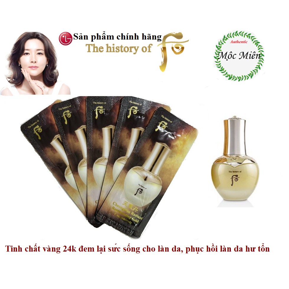 Gói tinh chất vàng đem lại sinh khí, sức sống cho làn da Whoo Cheogidan Radiant Regenerating Gold Concentrade