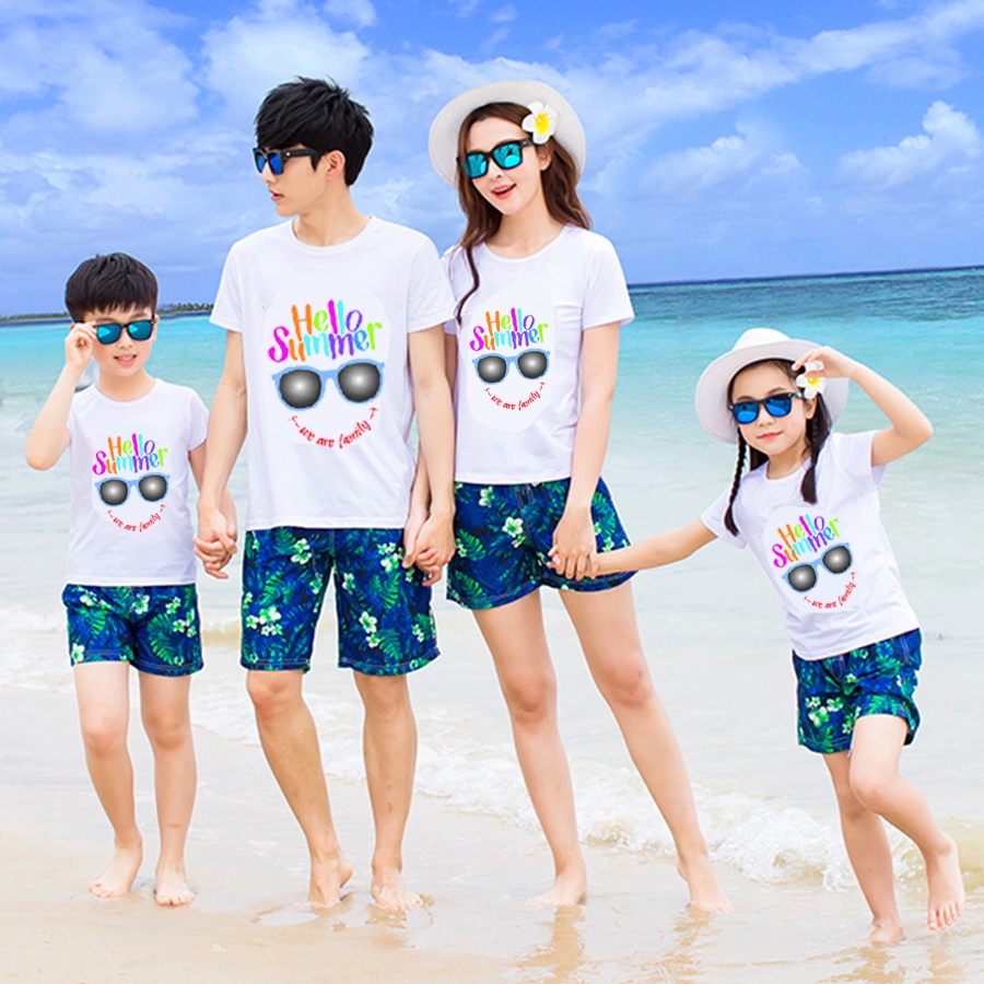 áo gia đình áo nhóm lớp hội đi biển du lịch cotton co giản thoải mái