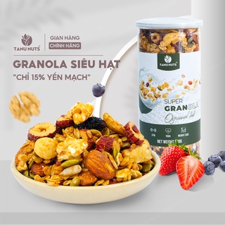 Granola siêu hạt 15% yến mạch TANU NUTS, ngũ cốc granola giảm cân không đường tốt cho người ăn kiêng, bà bầu.