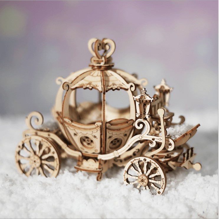 Đồ chơi lắp ráp gỗ 3D Mô hình Xe Ngựa Bí Ngô Pumpkin Cart TG302