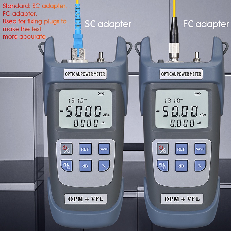 Máy đo công suất sợi quang 3 trong 1 FTTH Đèn LED VFL SC / FC / ST Đầu nối đa năng -50 ~ + 26dBm Máy đo 1-50mw
