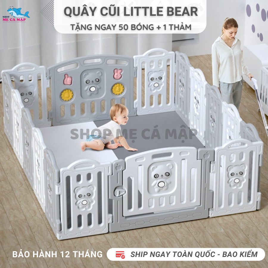 [Rẻ nhất + Tặng thảm] Bộ quây cũi nhựa Little Bear Tặng THẢM + BÓNG, bộ quây cũi nhựa cho bé an toàn