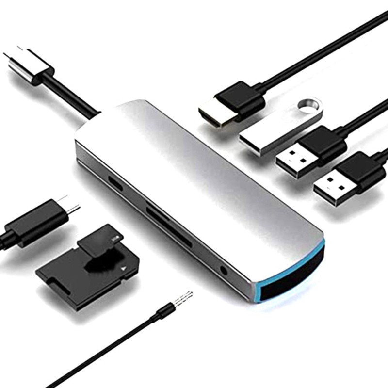 Dock Chuyển Đổi Cổng Type-C Sang Hdmi Vga Pd Usb 8 Trong 1 | BigBuy360 - bigbuy360.vn