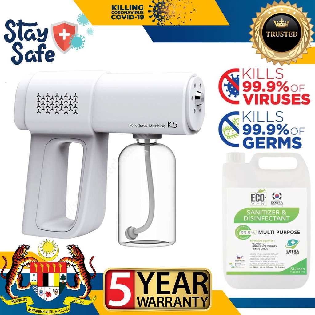 Súng Khử Khuẩn K5 Cầm Tay Nano Xịt Khử Khuẩn Tia UV Dung tích 350ml