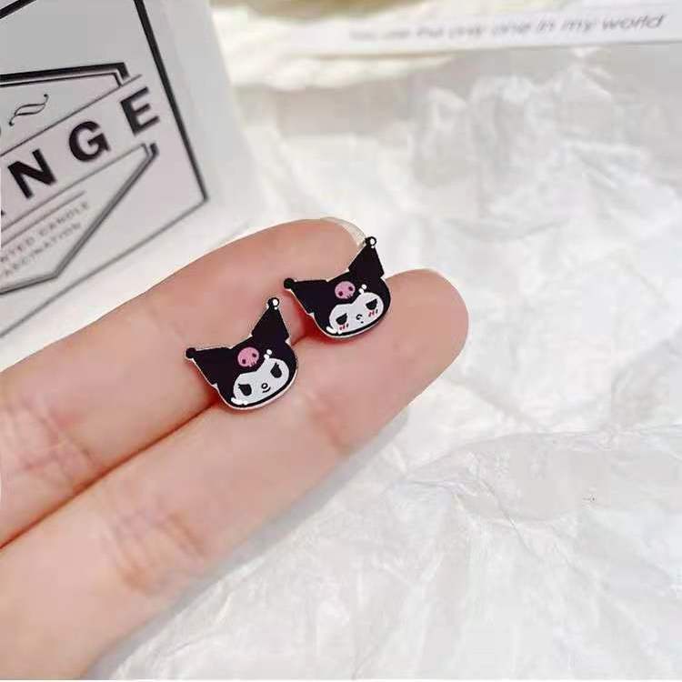 Cute Kuromi Little Devil Ear Clip Without Ear Holes Female Ins Fashion New Plastic Ear Studs Niche Design Sense