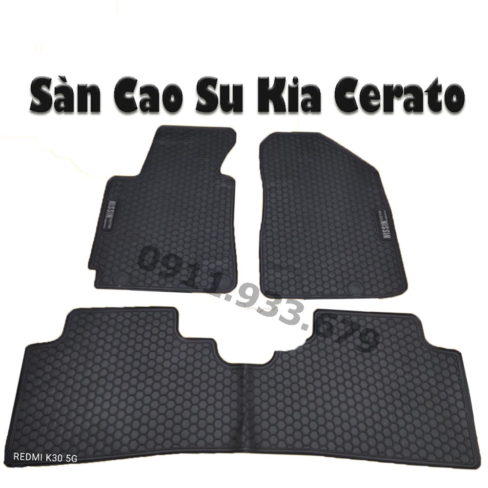 Thảm Sàn,Lót Sàn Cao Su đúc Kia Cerato 2019 đến 2021 không mùi - mẫu Chữ Trắng