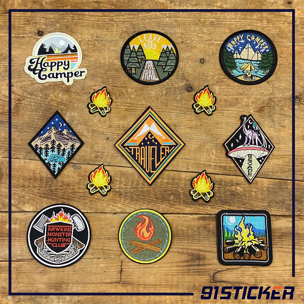 Sticker/Patch vải chủ đề Explore, Camping, Adventure dùng trang trí phụ kiện đi phượt, leo núi.....
