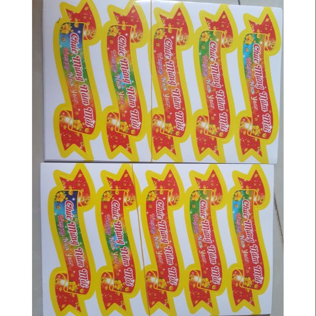 [VPP] [Combo] tem chúc mừng năm mới - happy new year cho khách - tem dán decal