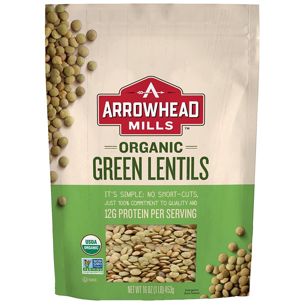 Đậu Lăng Xanh Hữu Cơ Arrowhead Mills Organic Green Lentils 453g