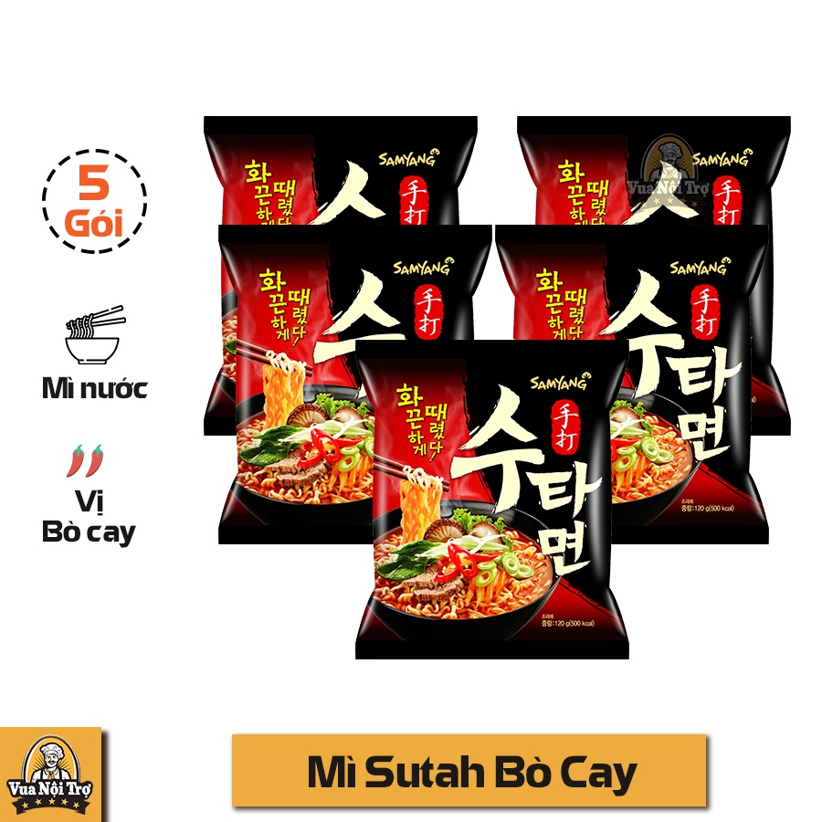 Lốc 5 Gói Mì Sutah Bò Cay Samyang (120g/gói)