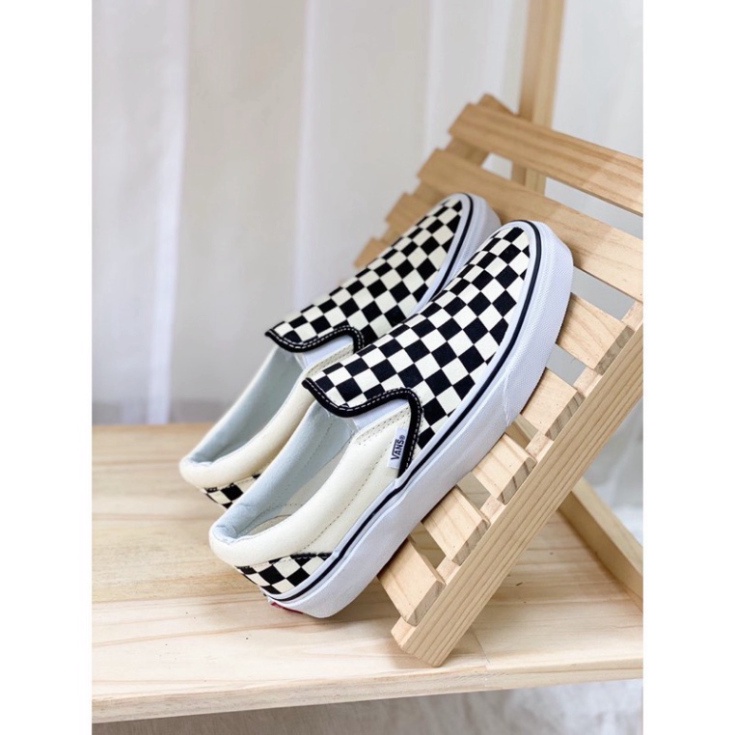 Giày giới tính 𝐕𝐀𝐍𝐒 Caro Lười Viền Trắng - Giày Sport Nam 2021