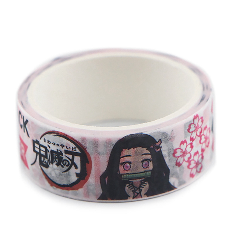 flowersqueen Cuộn băng keo dán washi họa tiết hoạt hình dễ thương tiện dụng