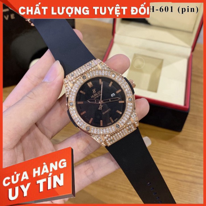 (Hublot hương vani) Đồng hồ nam Hublot, đồng hồ máy pin đính đá cao cấp DH601 - hublot.dongho