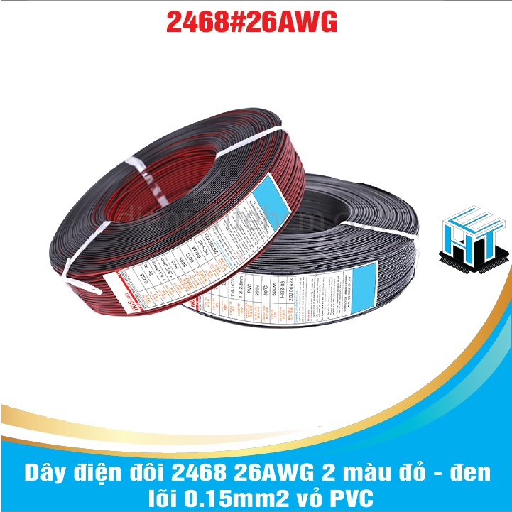 COMBO 5 Mét Dây điện đôi 2468 đỏ - đen 26AWG lõi 0.15mm2 vỏ PVC