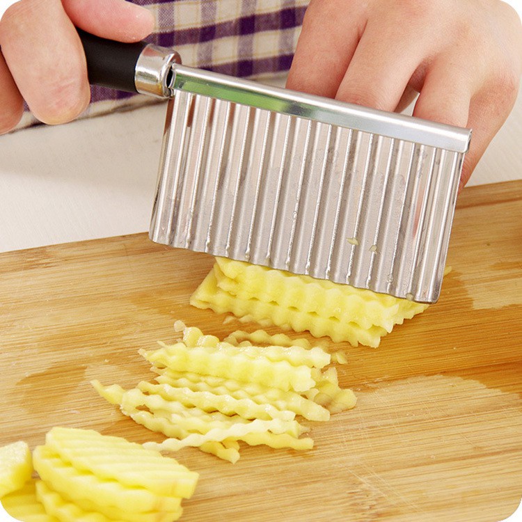 1 Dụng Cụ Cắt Khoai Tây Gợn Sóng Bằng Thép Không Gỉ