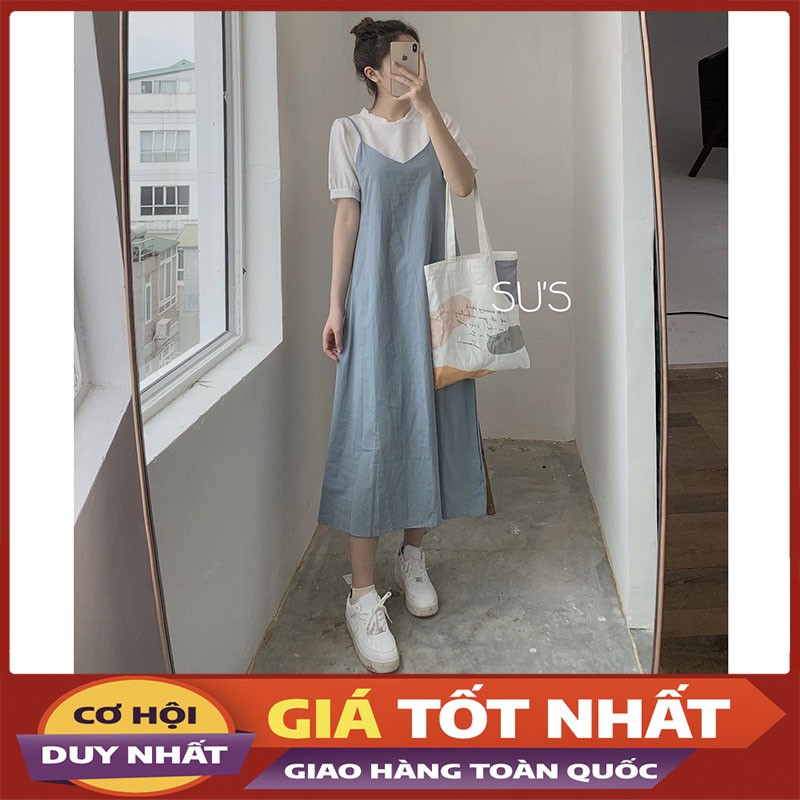 Váy 2 Dây Chất Thô Cổ Chữ V Hàng Quảng Châu M251-Violet
