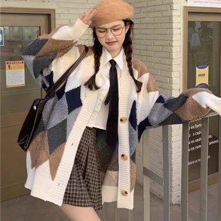 Áo len cardigan kẻ chất len đẹp dày dặn