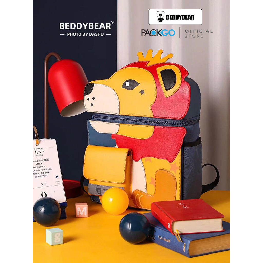 Balo BEDDYBEAR / BEDDY BEAR / họa tiết Sư tử / Dành cho Bé Trai / Từ 06 tuổi đến 12 tuổi / Học Tiểu Học / chống gù lưng