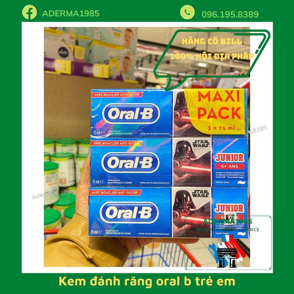 Kem đánh răng cho bé từ 3 tuổi Oral-B Kids 3+ tub 75ml, nội địa pháp, oralb_Sữa Paris Aderma