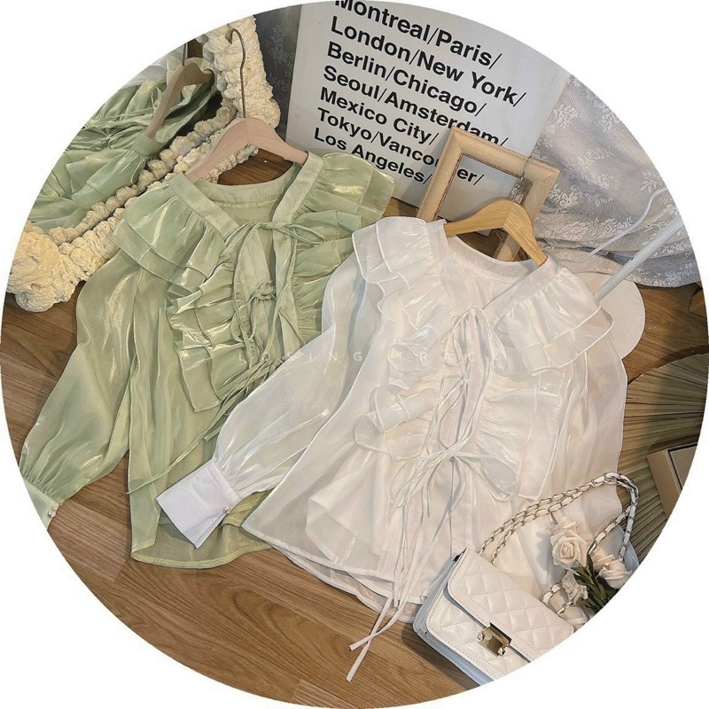 ÁO VIỀN BÈO THẮT NƠ TRƯỚC SIÊU XINH