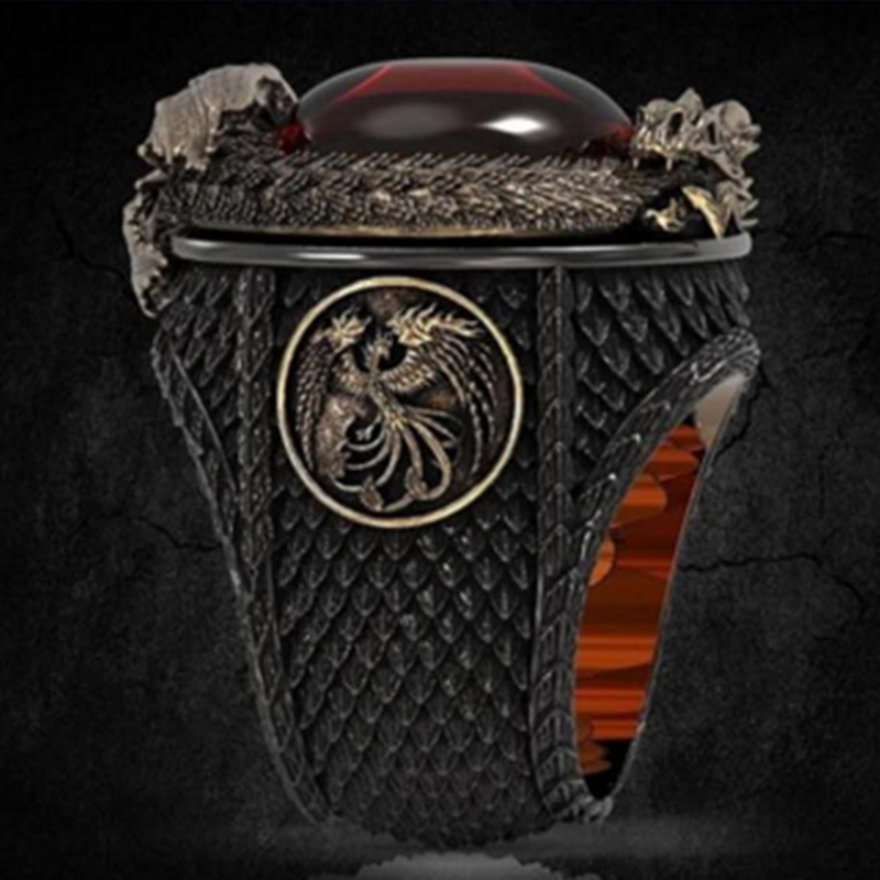 flowersqueen Nhẫn kim loại hình rồng thiết kế ấn tượng