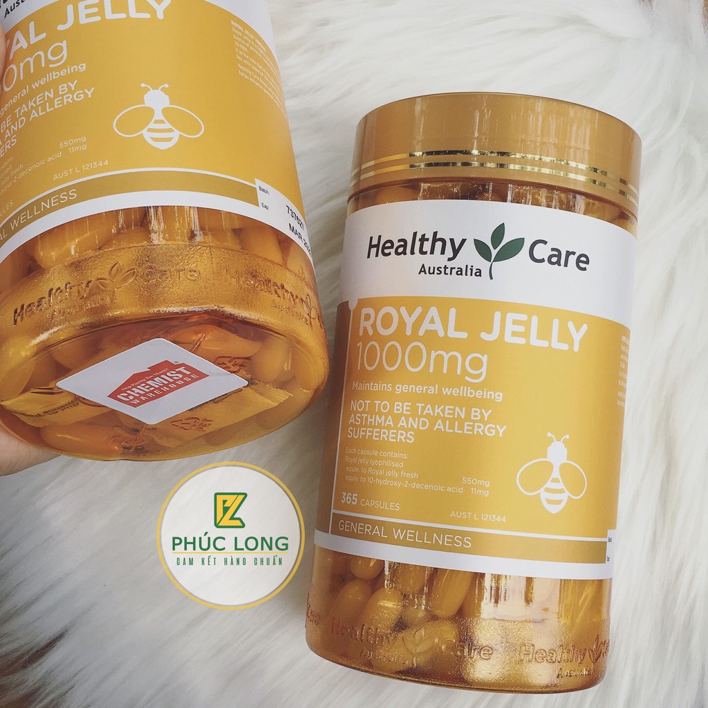 Sữa ong chúa Royal Jelly 365 viên Healthy Care date xa-mã T01