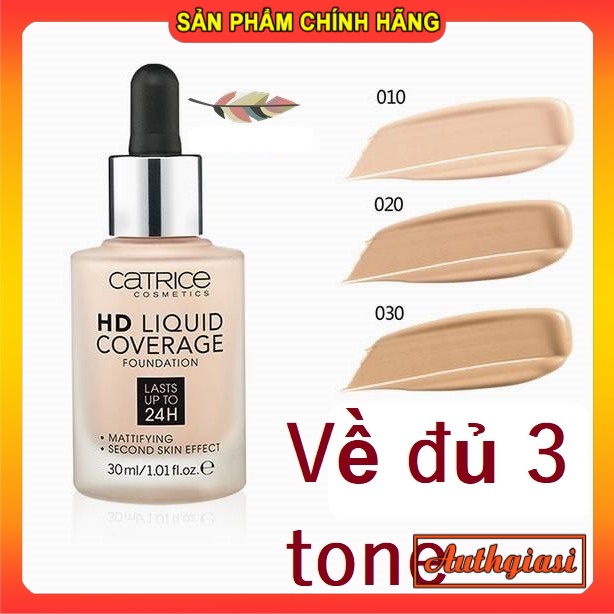 Kem nền kiềm dầu Catrice HD 24h Liquid Coverage Foundation che phủ tốt