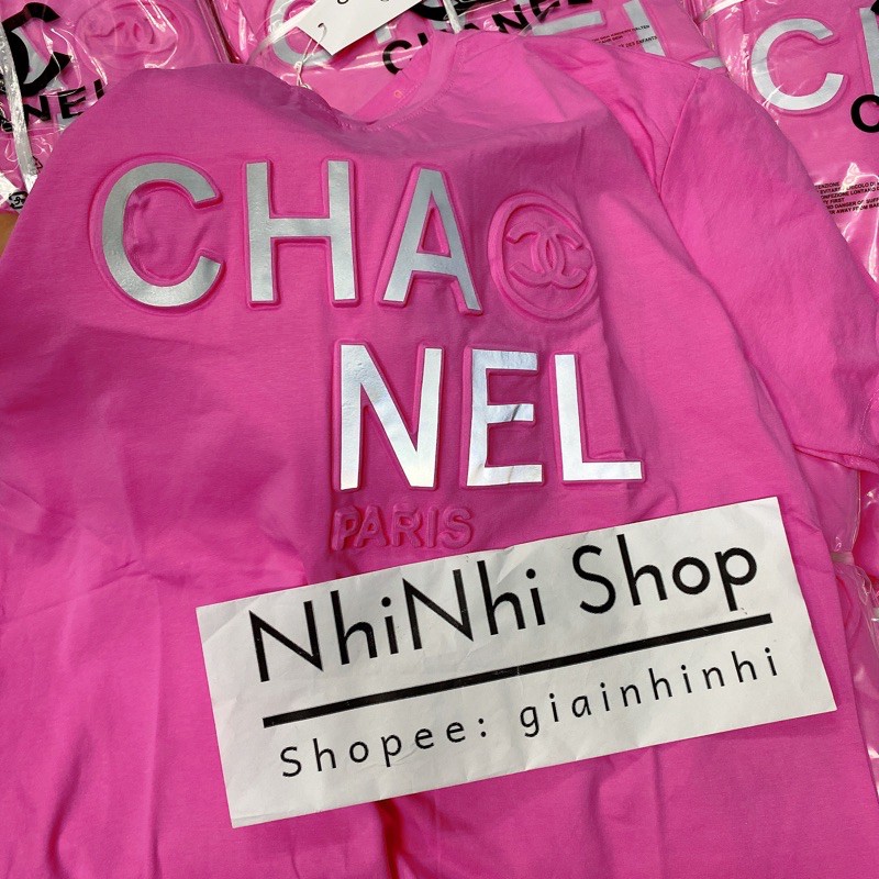 Áo phông hồng chữ CN dập nổi phản quang, Áo thun form rộng dáng dài TT3312 - NhiNhiShop