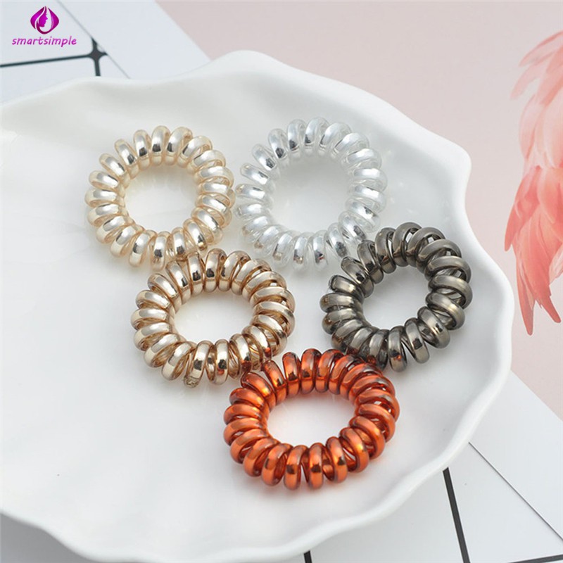 Set 5 Dây Buộc Tóc Lò Xo Màu Trơn Đơn Giản Thời Trang Nữ
